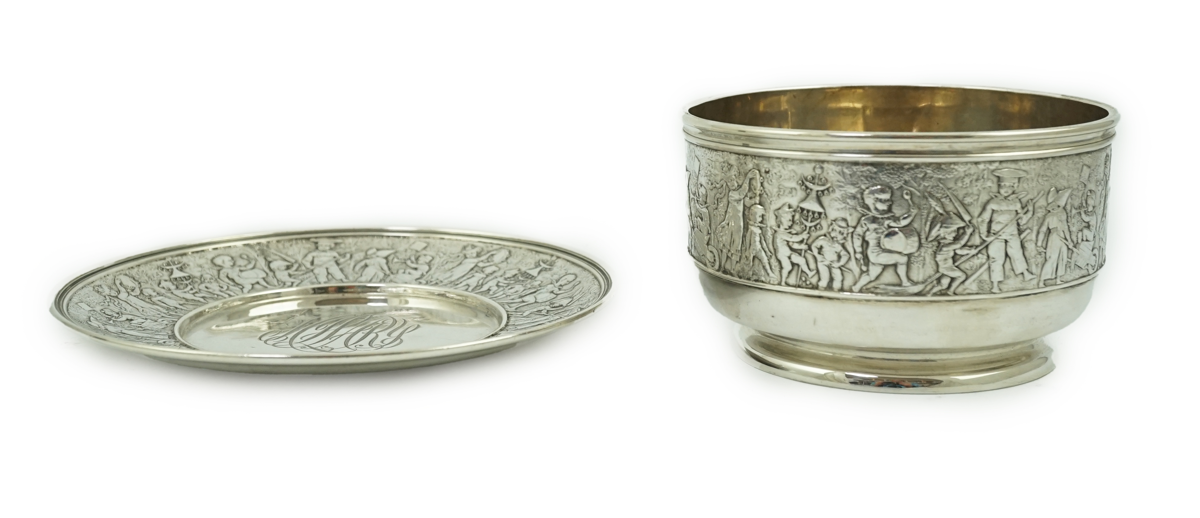 A late 19th/early 20th century Tiffany & Co sterling silver christening bowl on stand